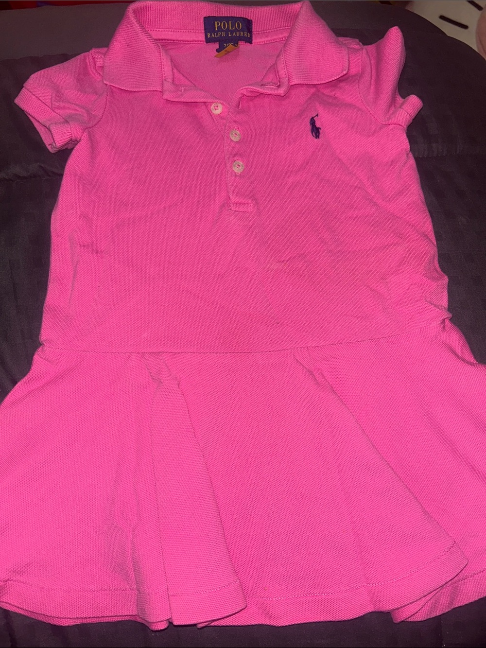 Polo by Ralph Lauren Girls' Bright Pink Polo Dress with Navy Pony